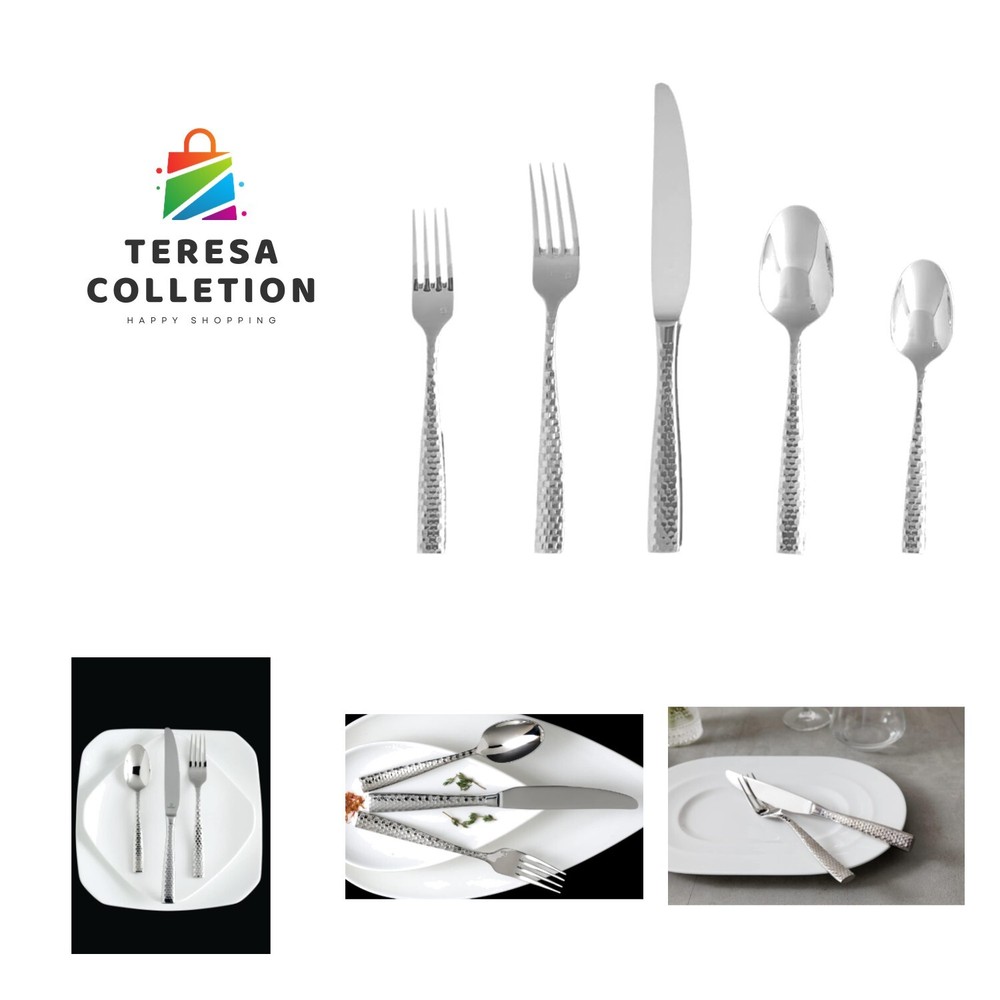 Lucca Flatware Set, 20-Piece, Faceted Stainless
