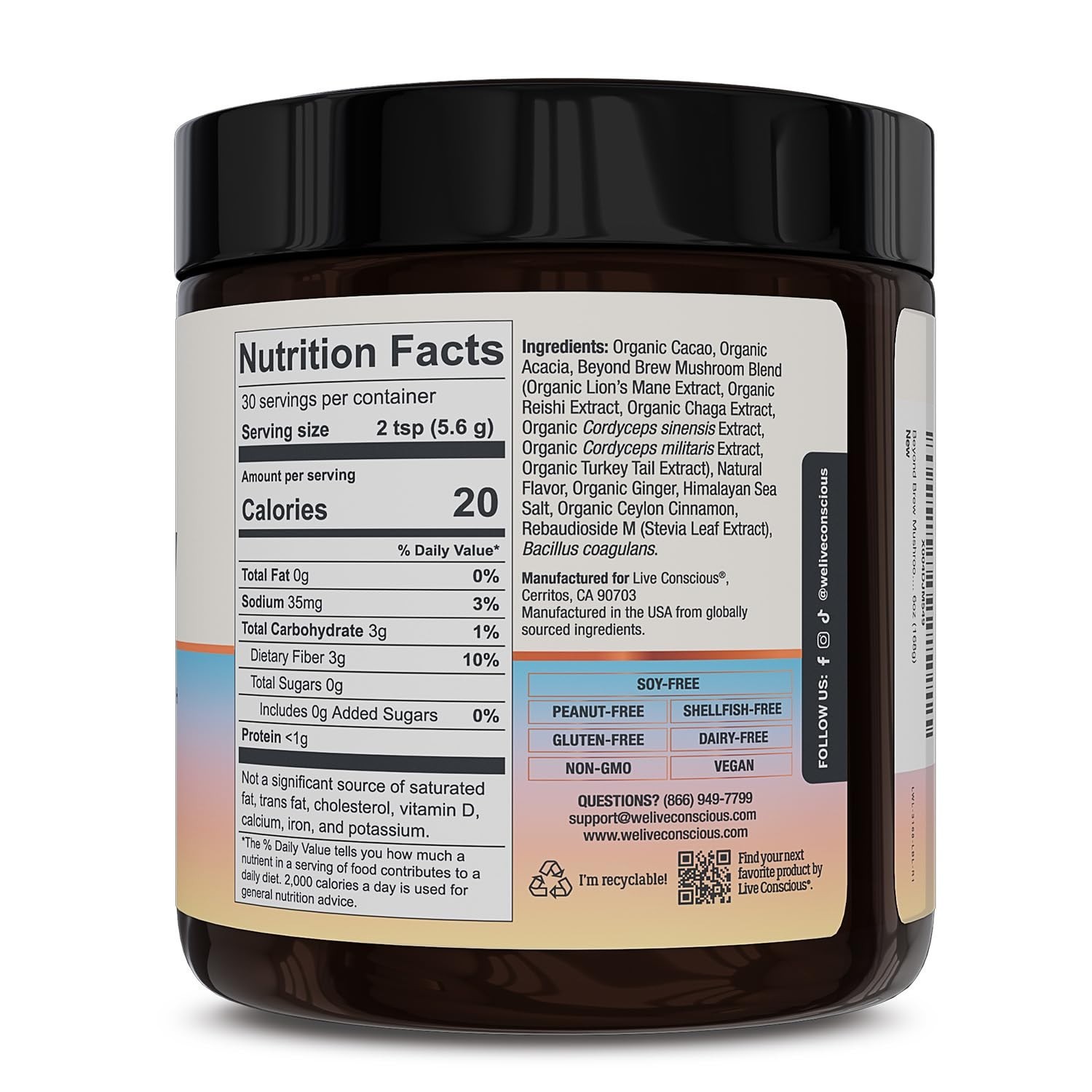 Live Conscious Beyond Brew - Superfood Coffee Live Alternative - 30 Servings