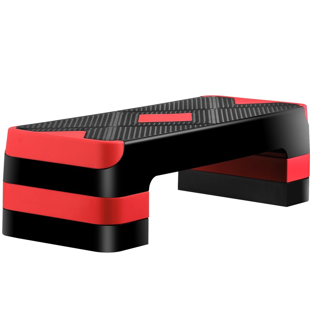 Adjustable 27" Aerobic Step Exercise Non-Slip Platform Stepper 4" - 8" Red