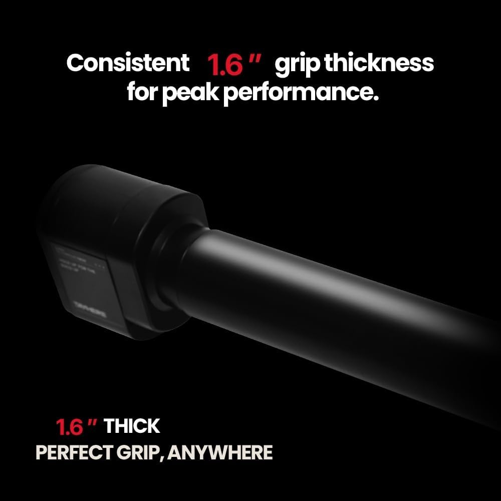 Doorway Pull Up Bar, Patented Flat Structure with Uninterrupted Full-Length Grip