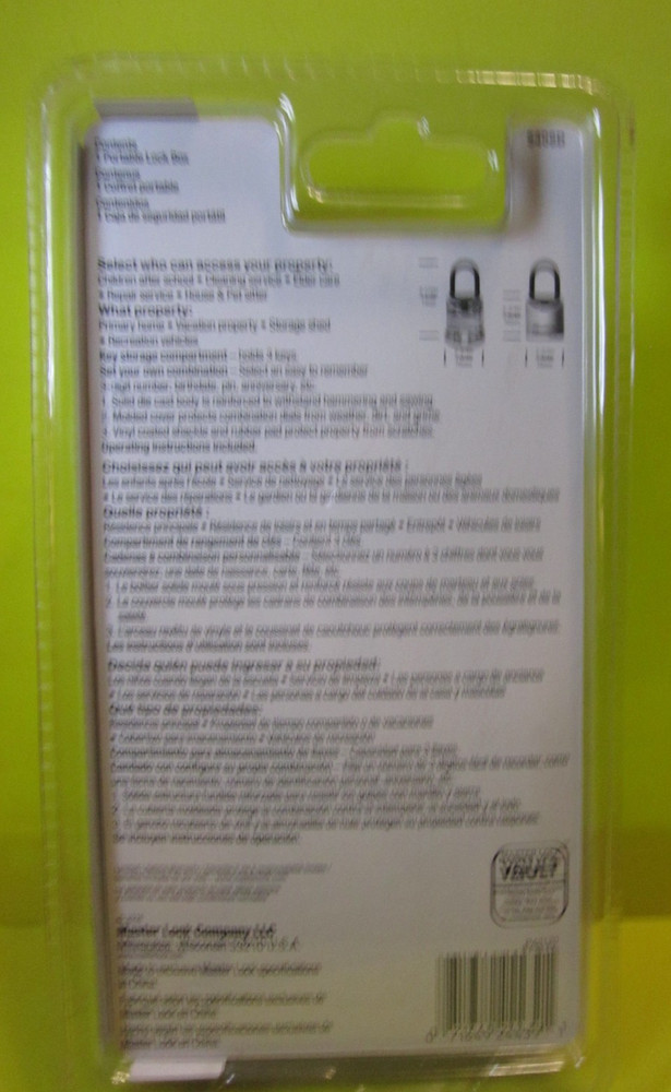 Master Lock Select Access Lock Box Key Compartment 3 Digit Code Security 5406D