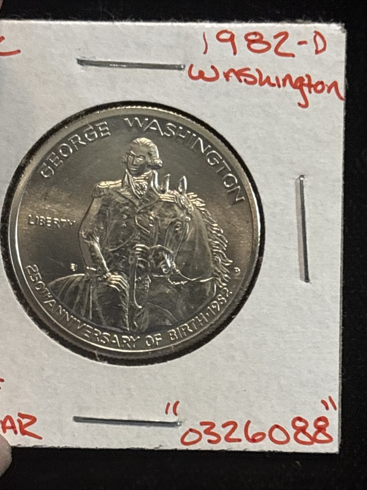 1982-d George Washington Silver Half Dollar Uncirculated “0326088” 50C