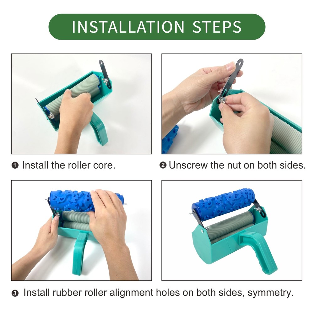 7'' Inch Texture Rubber Roller Single Color DIY Patterned Paint Roller