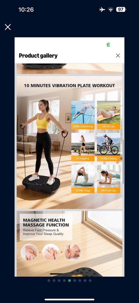 Vibration Plate Exercise Machine, 3 Workout Modes & 120-Level Vibration Platf...
