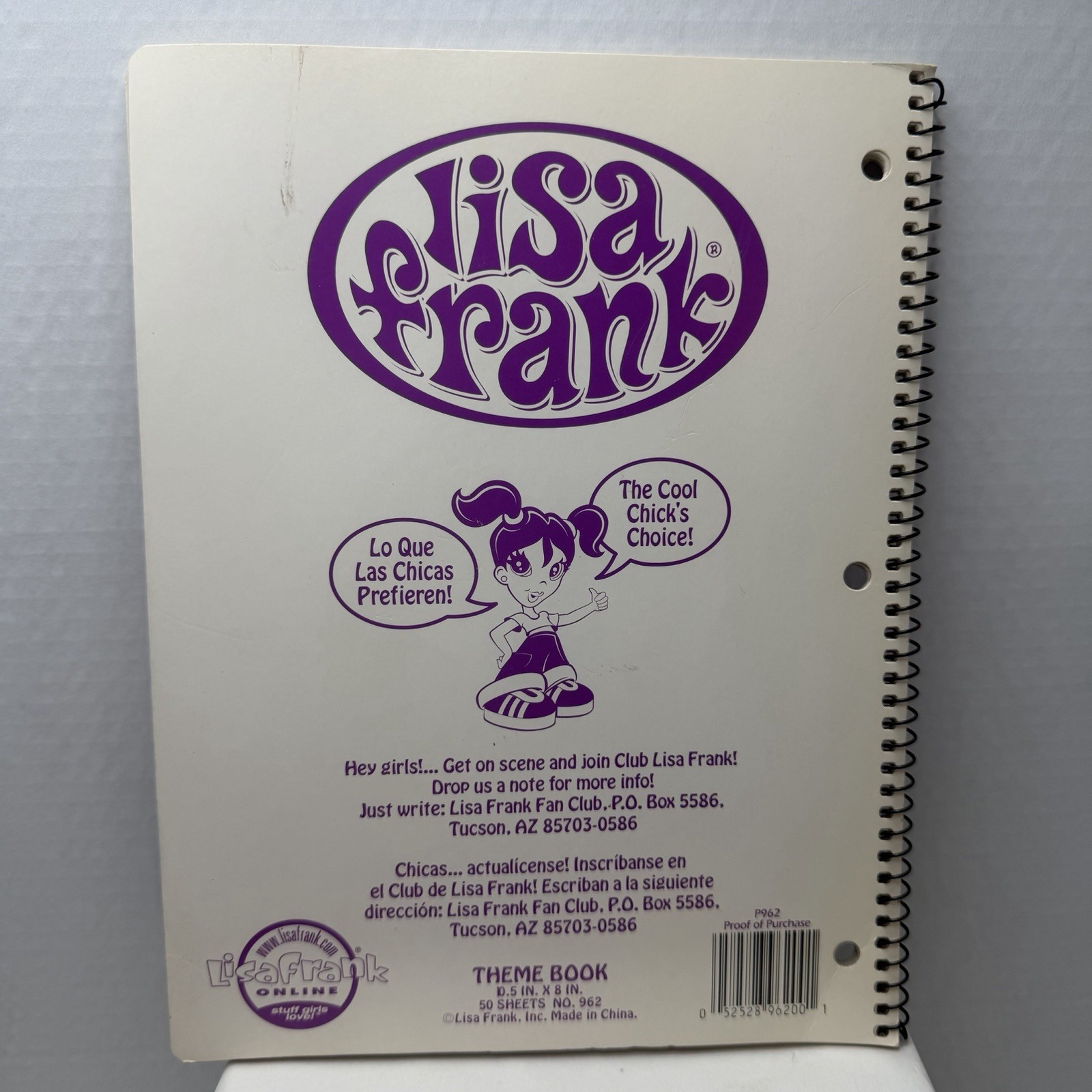 Vintage Lisa Frank STANDARD Spiral Notebook . Blanca SWAN Rainbow