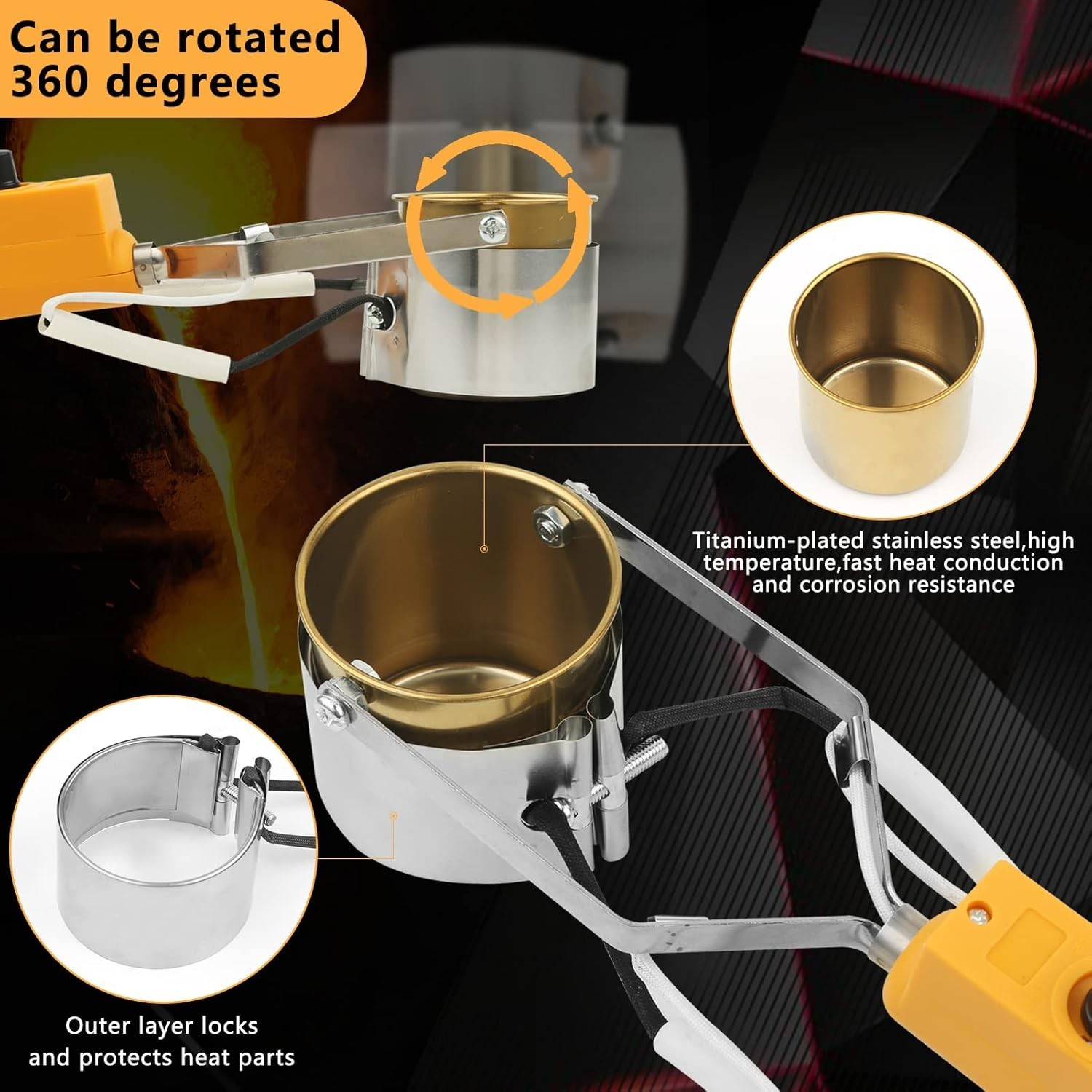 Lead Melting Pot for Fishing & Bullets Molds Kit Crucibles Metal Casting Furnace