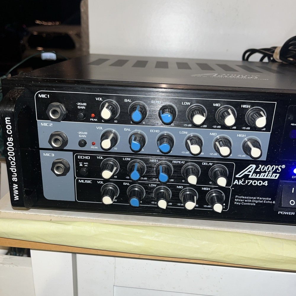 Audio2000s AKJ7004 PRO Mixer Amplifier 16-Bit Digital Key Control Echo Tested ✅