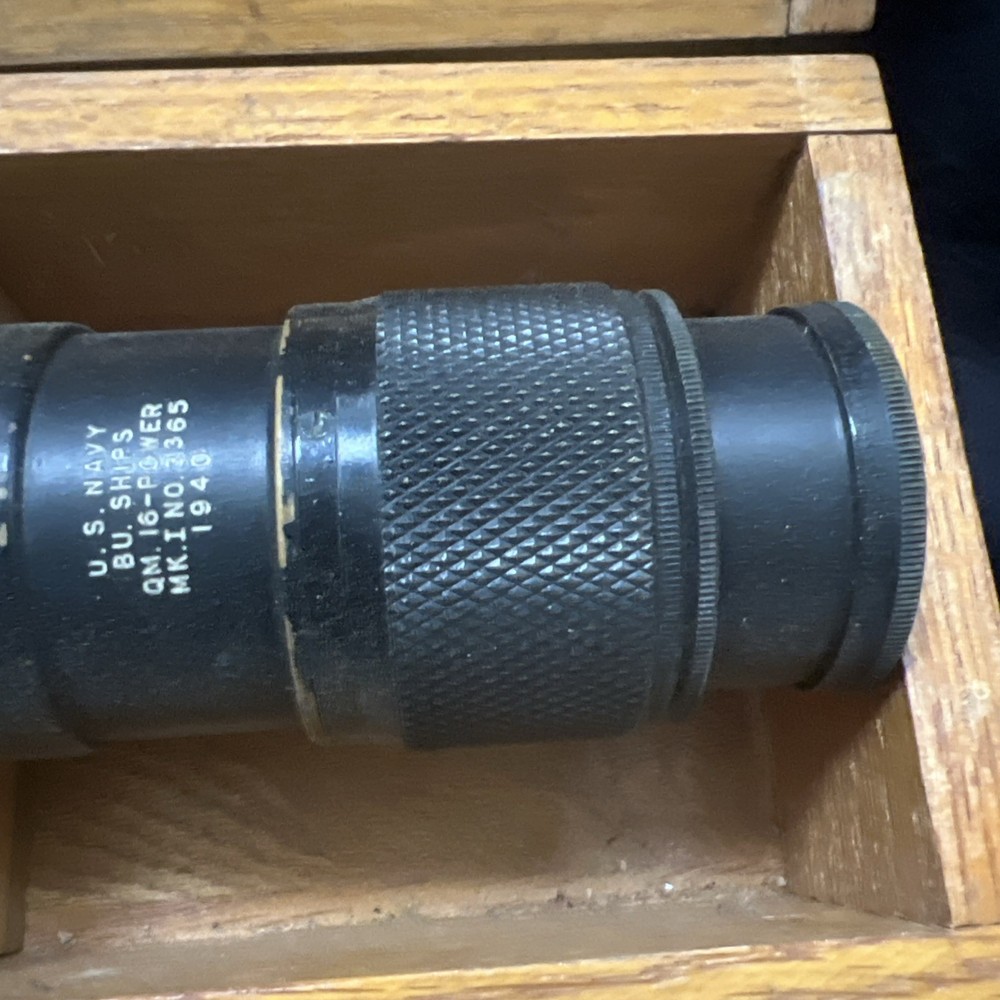 US Navy MK I WWII Telescope In Original Oak Box