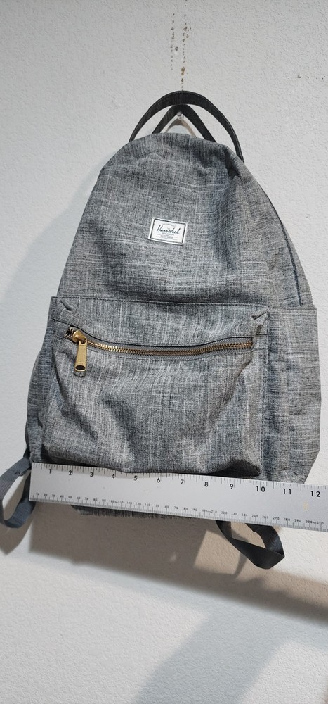 Herschel Nova Mid Volume Light Grey Crosshatch Backpack EUC