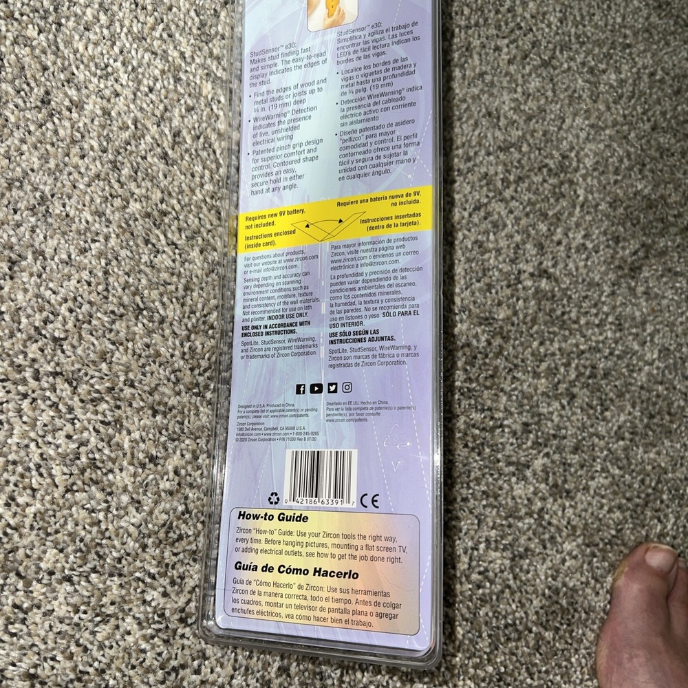 Zircon Edge Finding Stud Sensor e30 Stud Finder With Wire Warning Detection