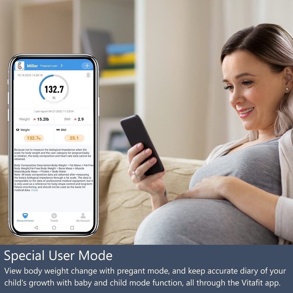 Smart Digital Bathroom Scale with BMI Tracking & App Integration, Black