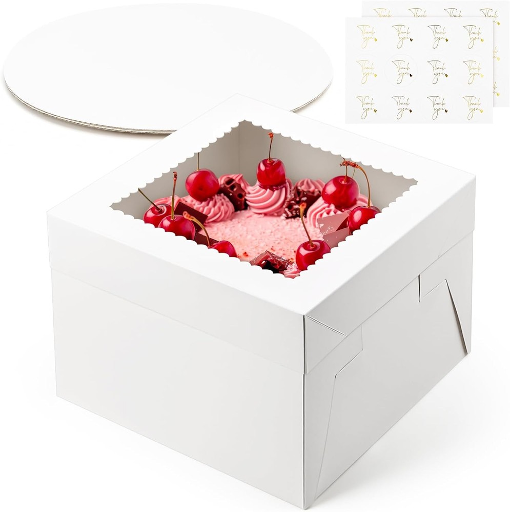 Cake Boxes, x 8 Inches Tall Cake Boxes with Cake Boards,