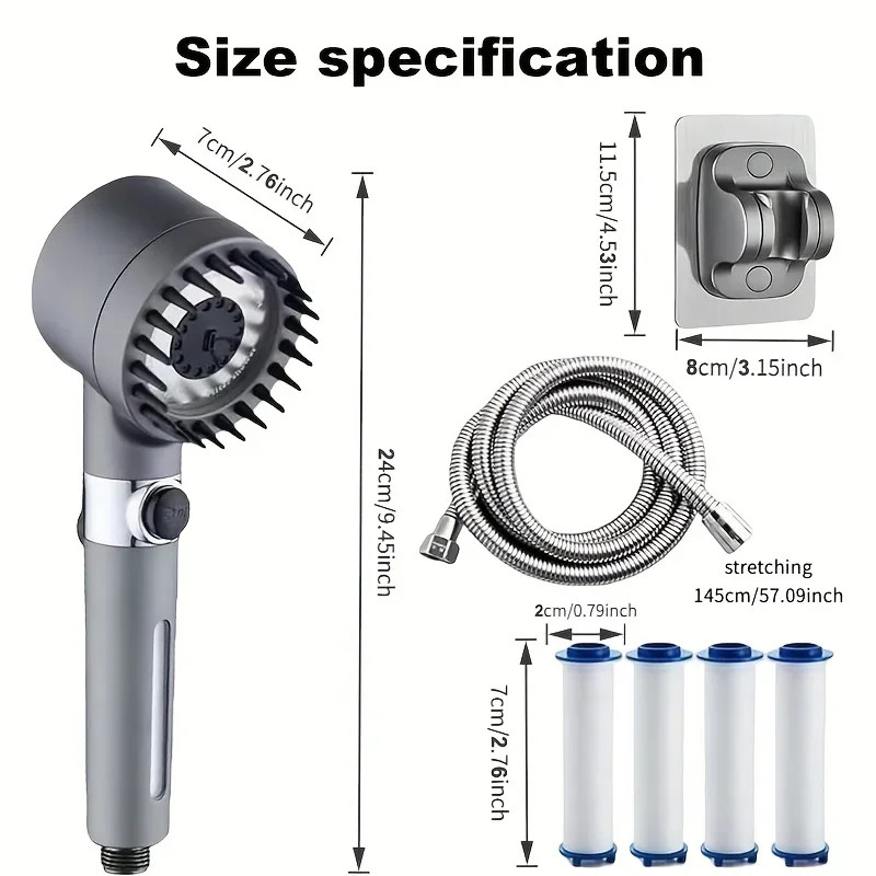 Ion Drops Filtered Showerhead with Hose - Handheld Shower Head for Enhanced Wate
