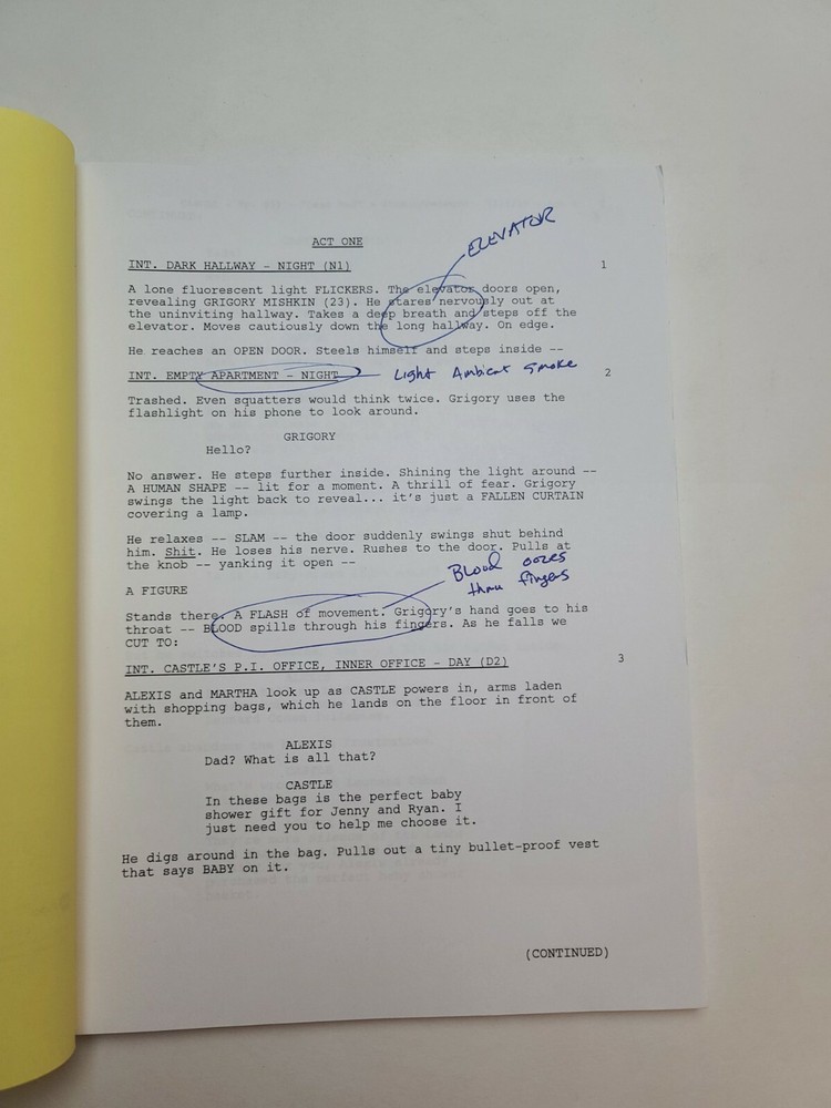 CASTLE / Jim Adler TV Script, Ann Cusack & Seamus Dever "Dead Red"