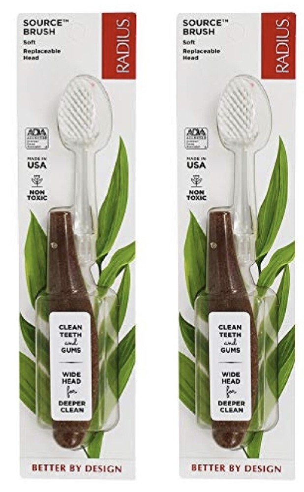 RADIUS Source Brush Replaceable Head Toothbrush SOFT - 2 Pack (assorted colors)