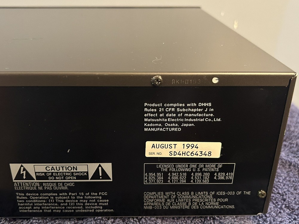 Technics SL-PD667 5 Disc Carousel CD Changer-No Remote-1994-Tested/Working