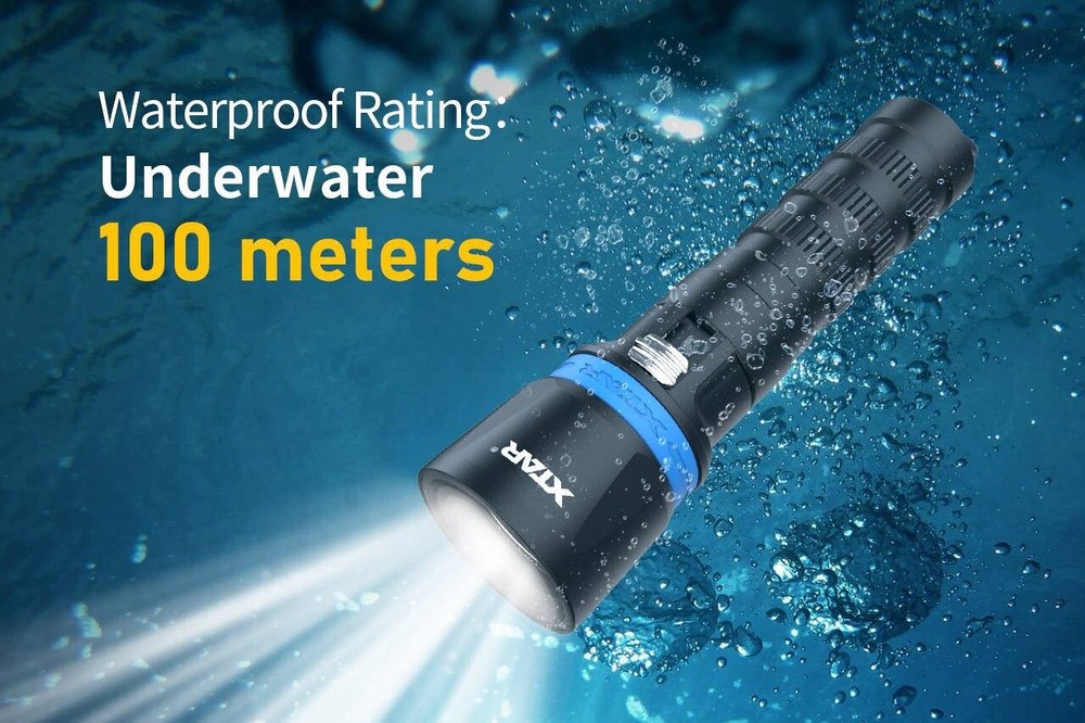 XTAR DS1 1000 Lumen Diving Flashlight FULL SET + EXTRA BATTERY + SILICON GREASE