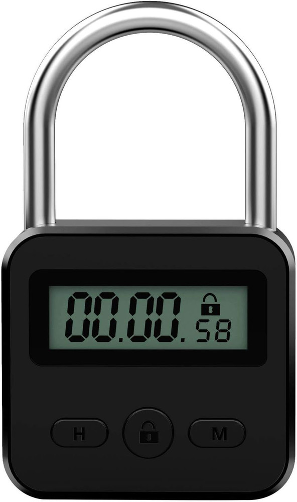 Metal Timer Lock - Electronic Time Padlock with LCD Display - USB Rechargeable (