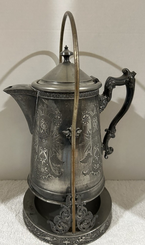 Antique Victorian Silver Plated Tilting Water Pitcher
