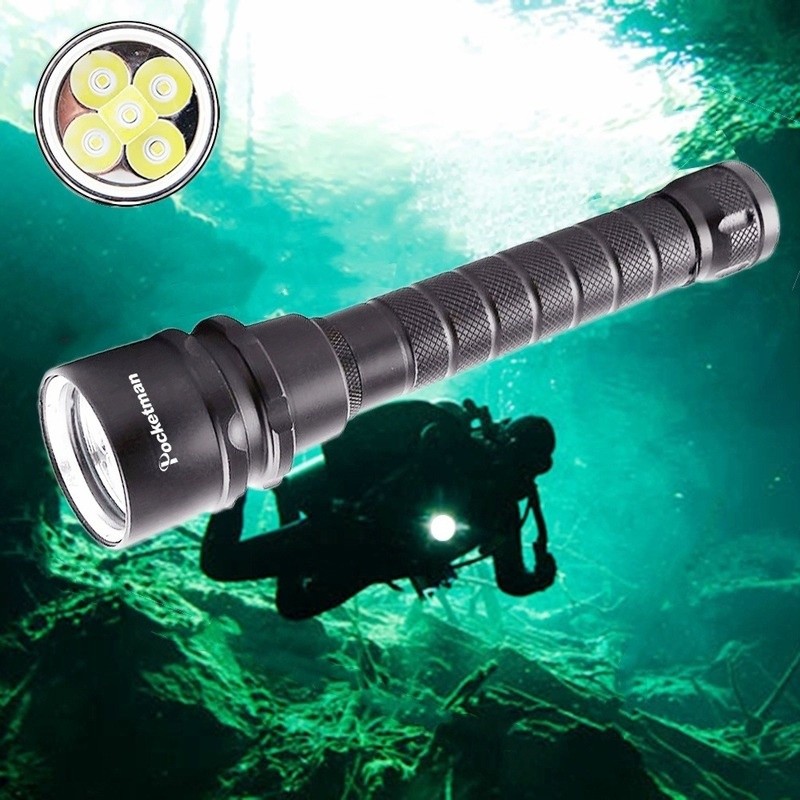500M Diving Flashlight Torch 5LED UnderWater Depth Scuba Diving Torch US