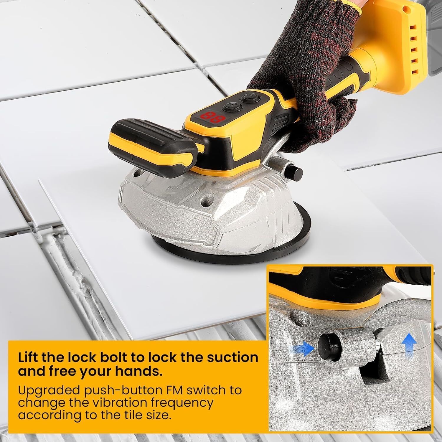 Tile Vibration Leveling Machine Tool for Dewalt 20V Battery Suction Cup 5-speeds