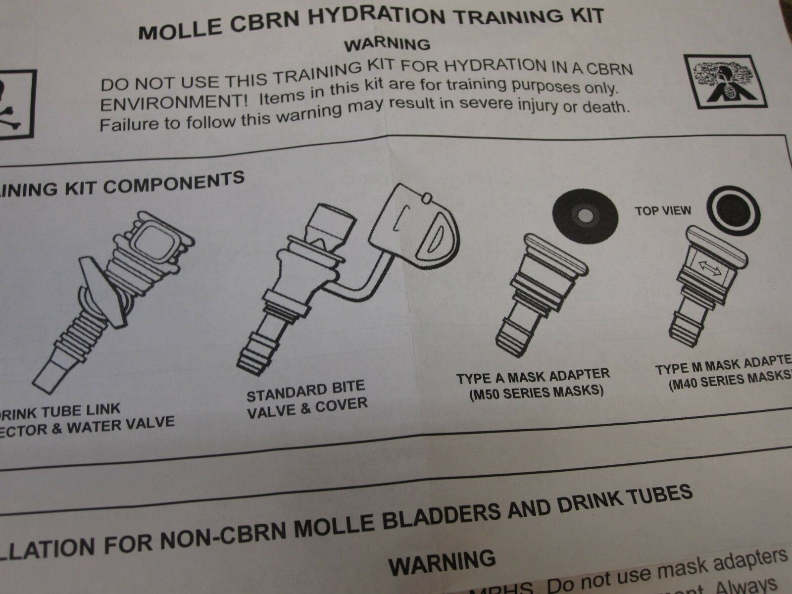 NEW GAS MASK ADAPTER CAMELBAK BITE VALVE MOUTH PIECE M40/50 HYDRATION SYSTEM