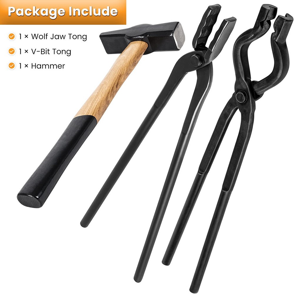 Beginner Knife Making Blacksmith Tongs Hammer Tools Set Bladesmith Anvil Forge