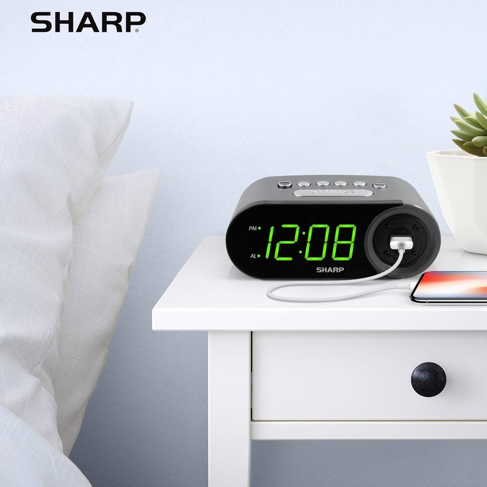 Minimalist Easy Read Alarm Clock with 2 AMP USB Charging - Stylish & Functional