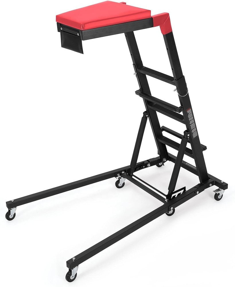 Adjustable Garage Creeper with Lockable Wheels, Tool Pouch & Ergonomic Design