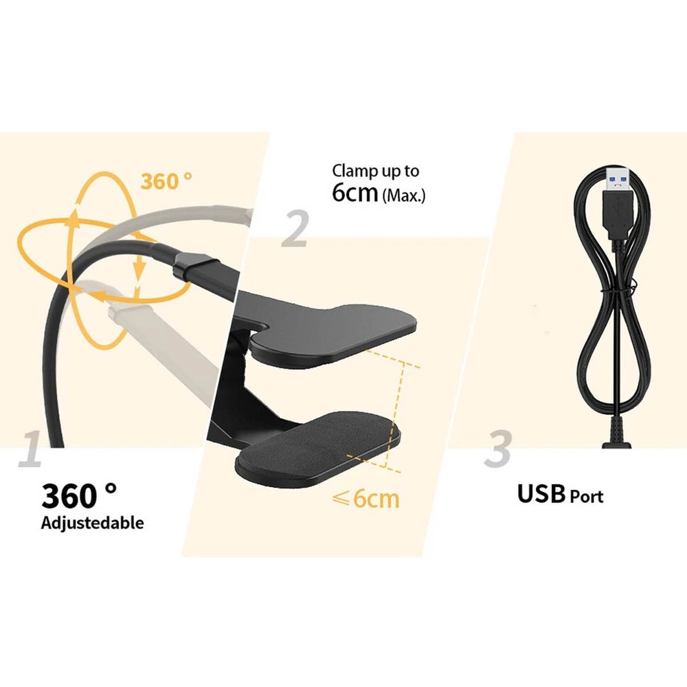 Foldable into a compact USB powered desk lamp gooseneck style