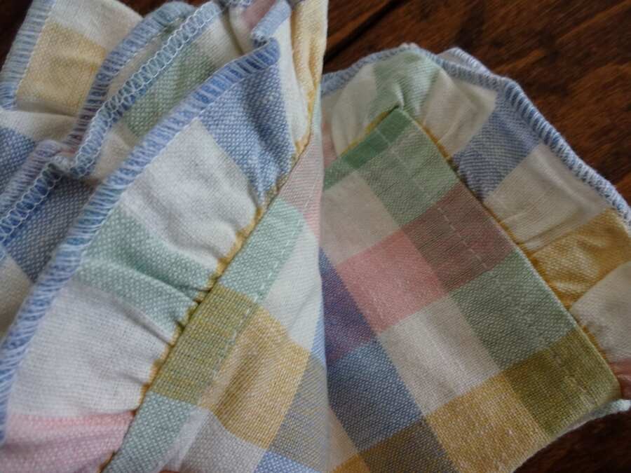 THE FARMHOUSE 6PC PASTEL CHECK Ruffled EASTER SPRING NAPKINS Rachel Ashwell