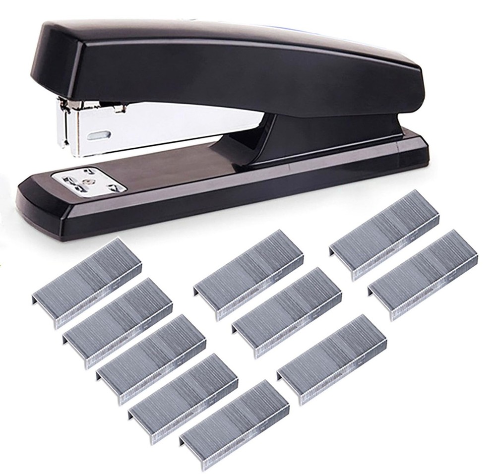 Desktop Staples, 4.8 Inch Labor Saving Black Stapler for 20 Sheets