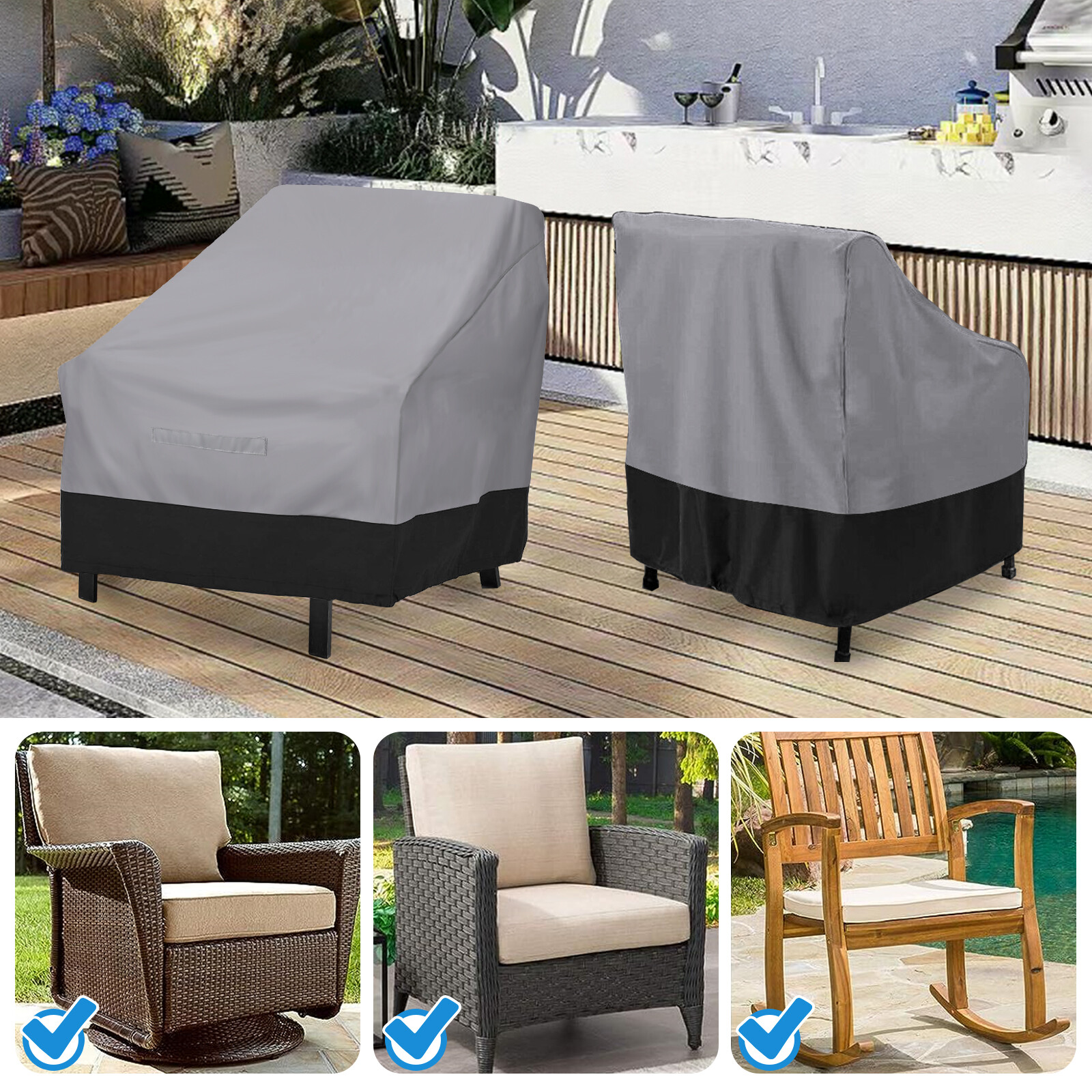 Heavy Duty Outdoor Sofa Cover, Waterproof Lawn Patio Furniture Chair Protector