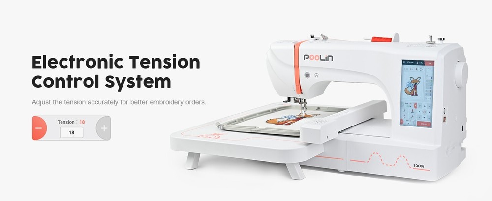 Poolin 7.9x 11" Computerized Embroidery Machine 7'' Large LCD Touch Screen EOC06