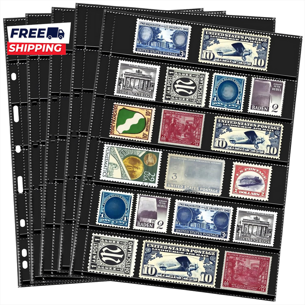 20 Sheets Stamp Pages Collector Album Binder Standard 9 Hole Binder Sleeves f