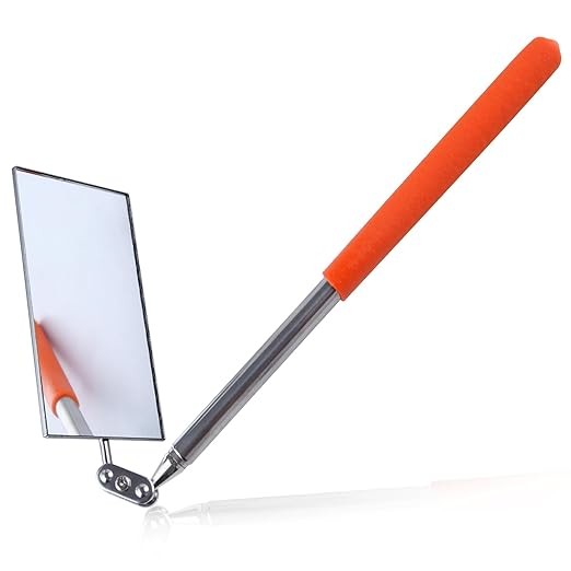 Telescoping Auto Inspection Mirror 360° Swivel Head Rectangular 19.5"-Orange