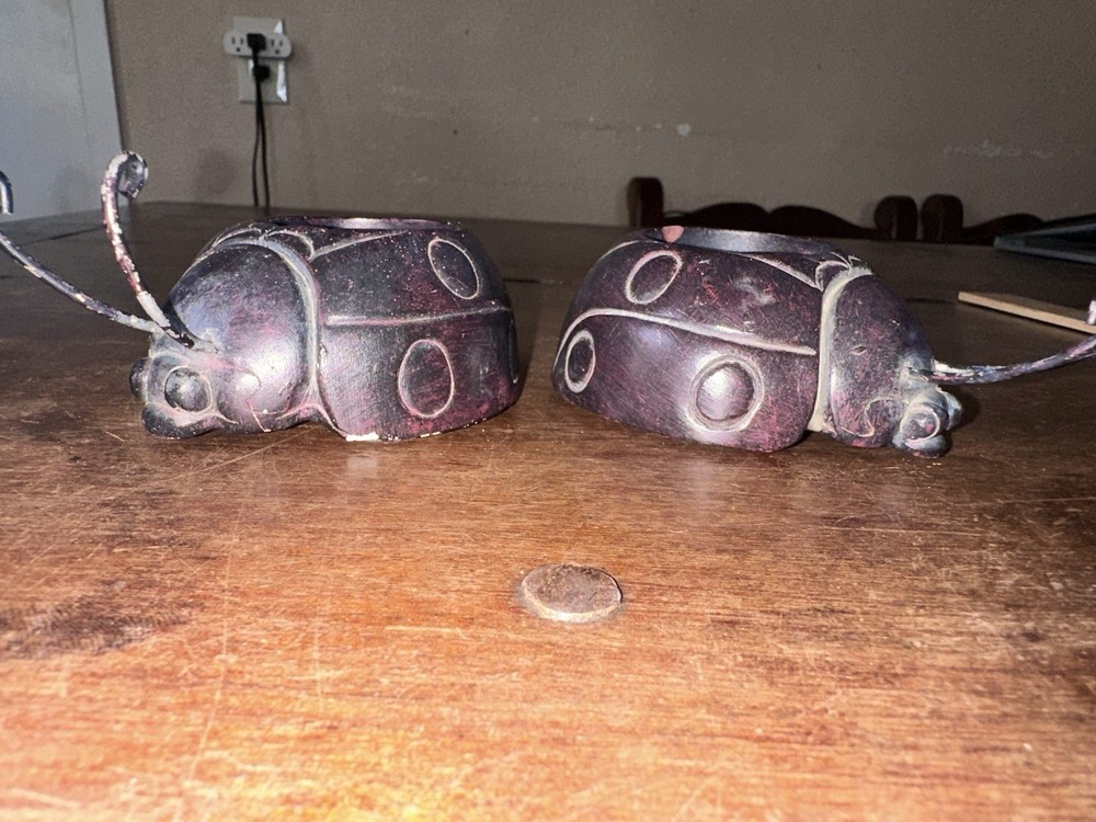 2 Ladybug Candle Holders Cute