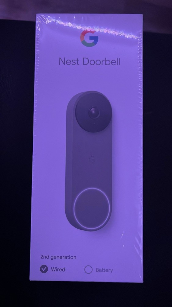 Google Nest Doorbell Wired Ash Night Vision Motion Sensor Streaming Video