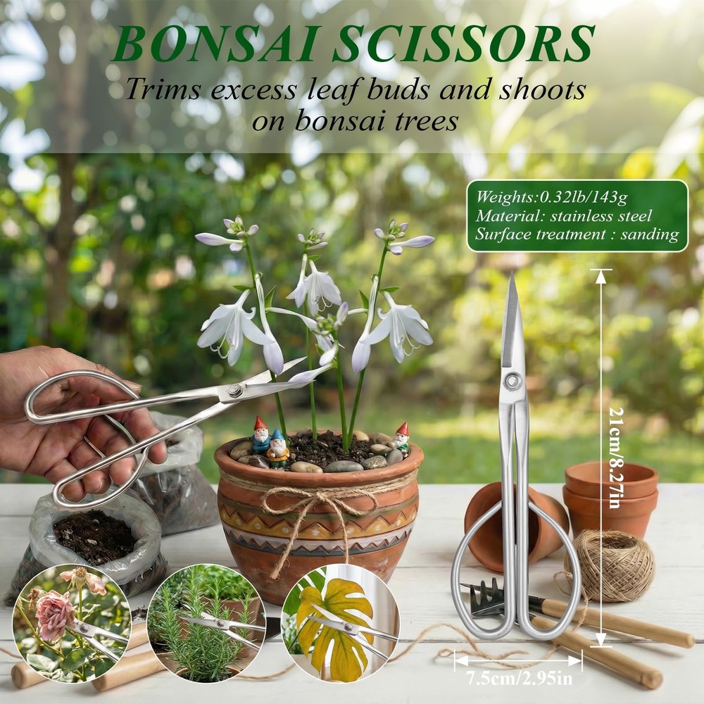 Bonsai Tools Set, 3-Piece Bonsai Tree Tools – Includes Knob Cutter, Concave C...