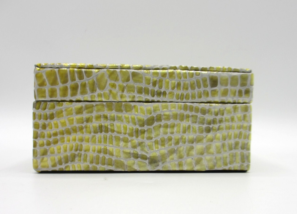 Leather Box Small Embossed Graphic Image Yellow Multicolor
