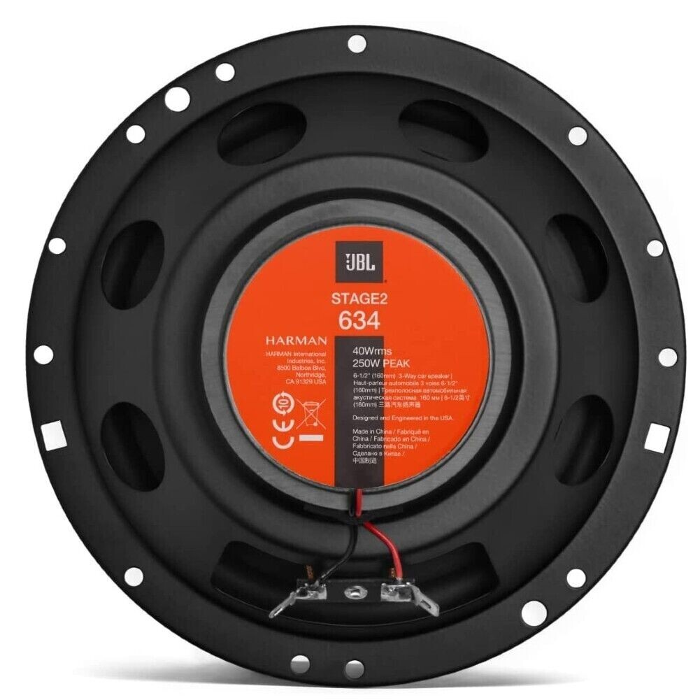 JBL Stage2 250W 3way 6.5" Speakers for 2006-2021Honda Civic & 2008-2022 Accord