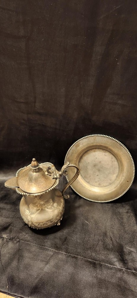 Rockford Silver P. Co Etched Pitcher & Saucer
