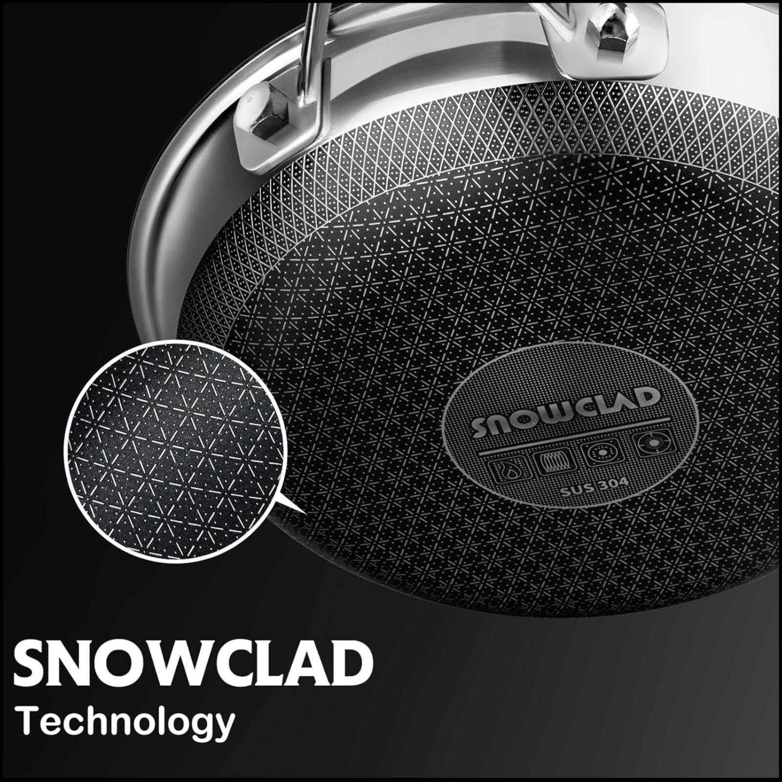 Snowclad Frying Pan Hybrid Non Stick Stainless Steel Skillet Induction Oven, 10"