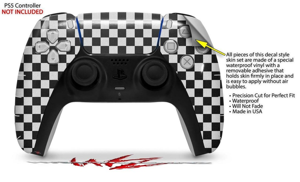 Skin Sony PS5 Controller Checkered Canvas Black and White