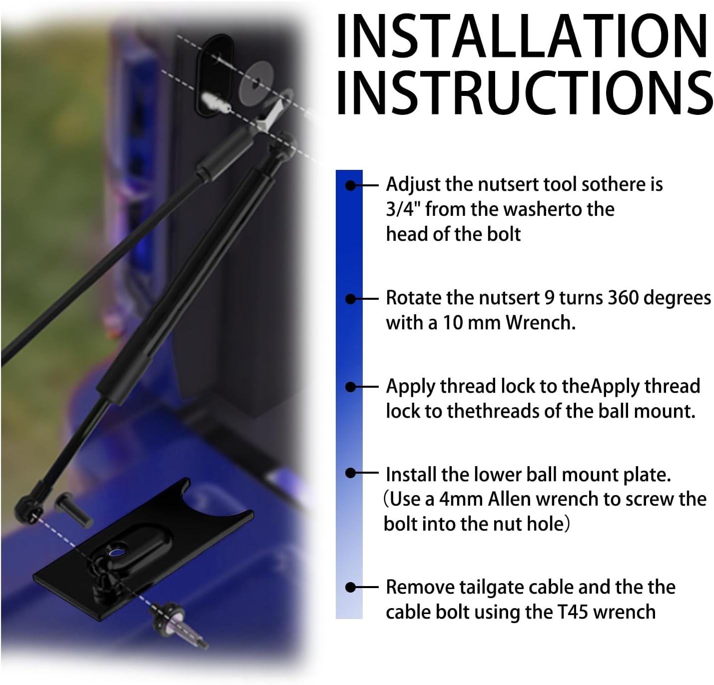 Truck Tailgate Assist, Compatible with Ram 1500 2009-2018, Ram 2500 3500 2010-20