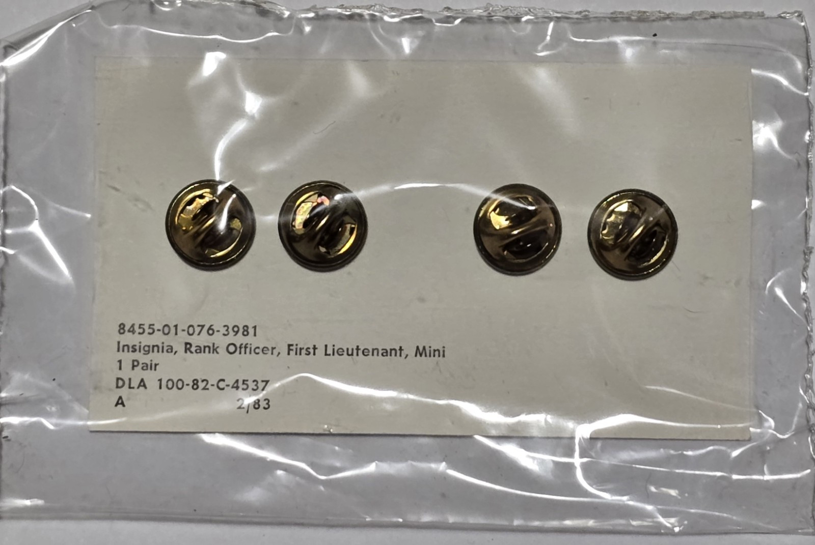 Pair of 1st LT First Lieutenant Rank Insignia Silver bars USA "Mini" NOS USAF