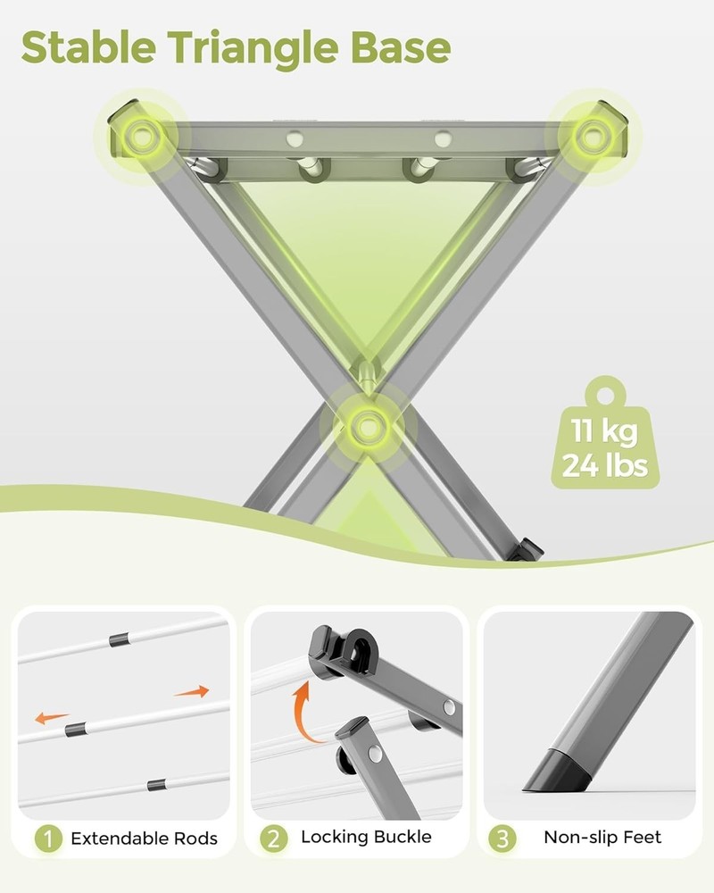 Stylish White/Grey Laundry Drying Rack: Foldable & Expandable for Versatile Use