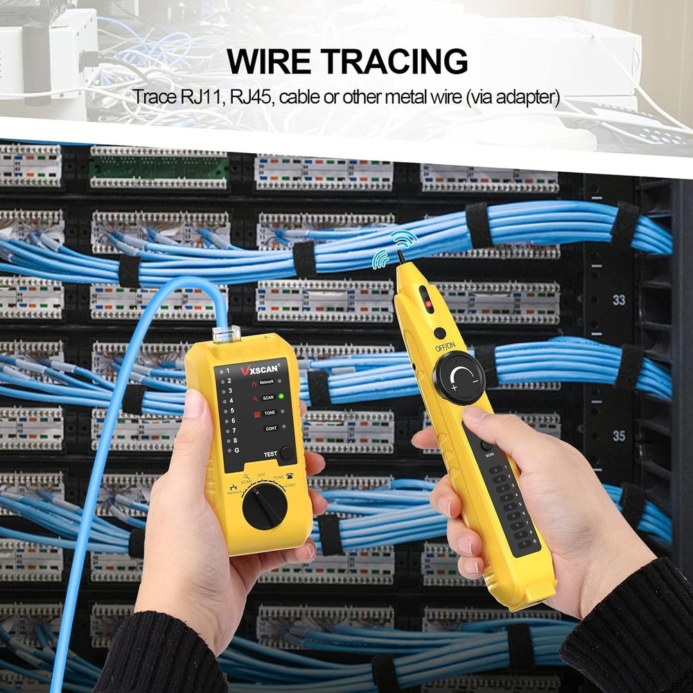 Battery Powered Network Cable Tester with Multi-Function Capabilities - Yellow