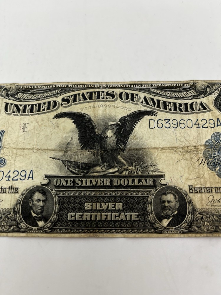 1899 $1 One Dollar US Silver Certificate Large Note Blue Seal Black Eagle - 429A