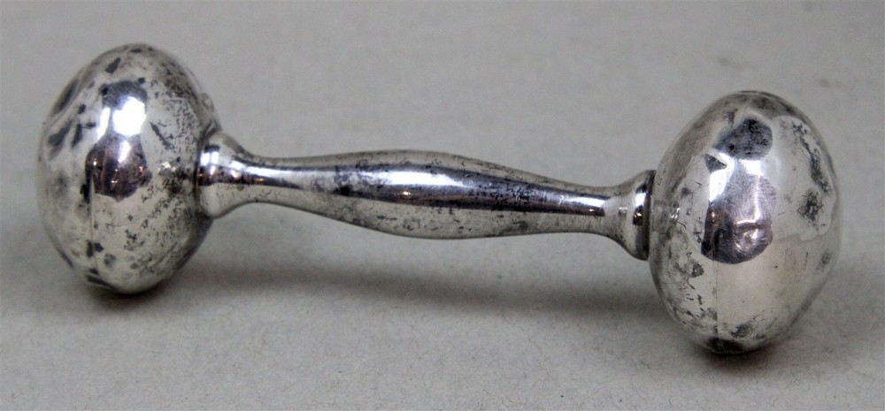 Vintage WEB 1950's Sterling Silver BABY RATTLE Barbell Dumbbell